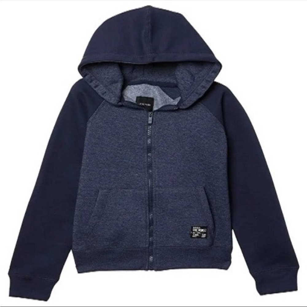 Joe's Kids Boys Colorblock Raglan Sleeve Zip Hoodie Sweatshirt Navy size 6